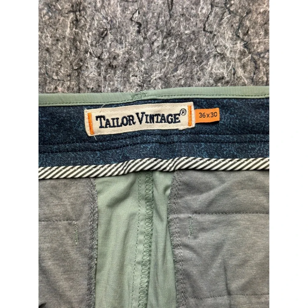 Tailor Vintage Greenwich Slim Fit Pants Mens 36x30 Sage Green Stretch Waist